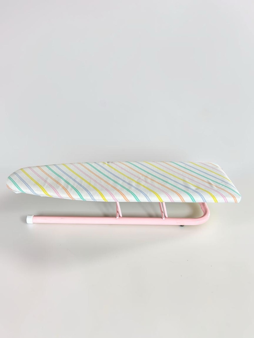 Vintage Tabletop Ironing Board Pink Pastel Stripes Laundry Decor